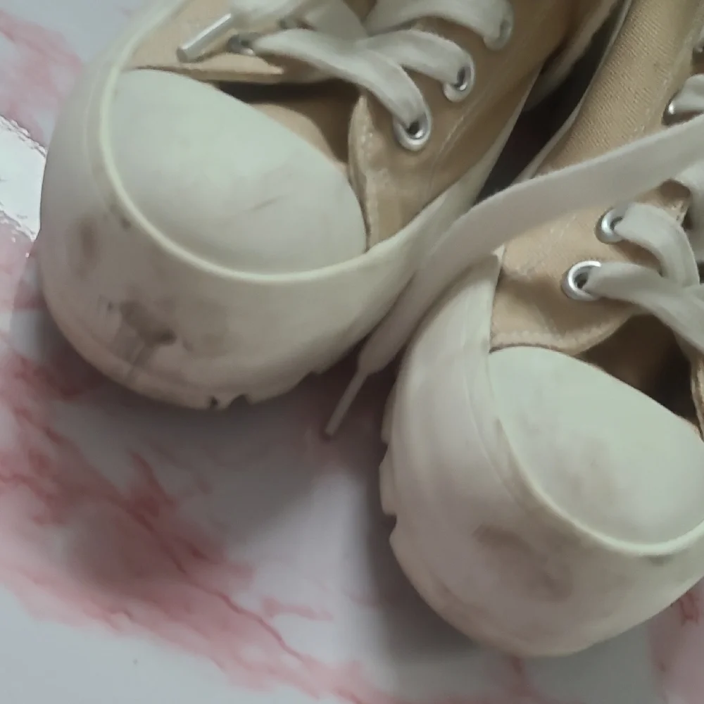 Sincerely Jules Vasco Tan Canvas Platform Sneakers Sz 6.5M
